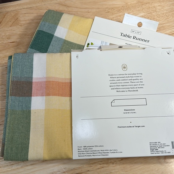 72"x14" Plaid Table Runner - nwt Threshold - Picture 3 of 4